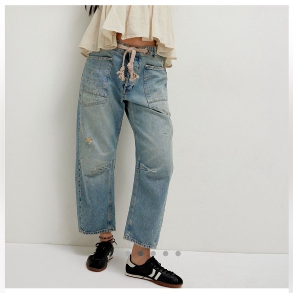 Free People We The Free Moxie Low Slung Pull On Barrel Jeans- COWBOY 29 NWT $148 - Picture 2 of 2